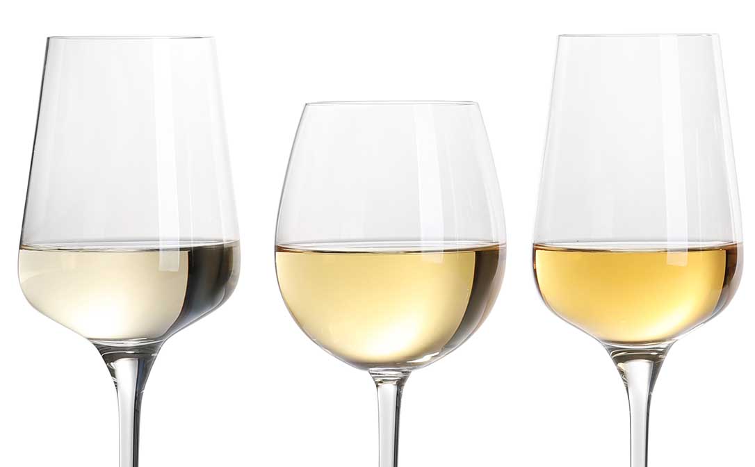 Shades of white wine, from pale to more golden